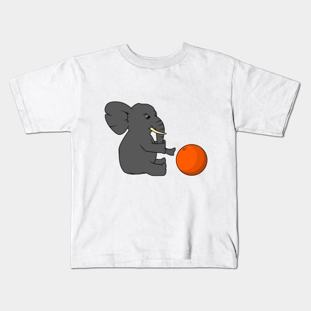 Funny little elephant with a ball Kids T-Shirt by Markus Schnabel